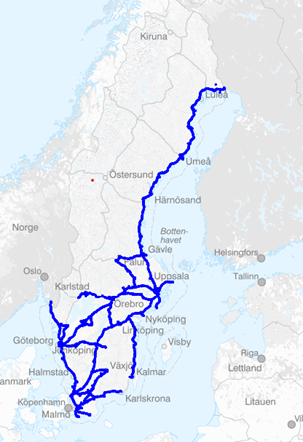 Ruotsissa 34,5 metrisille sallitusta tieverkosta