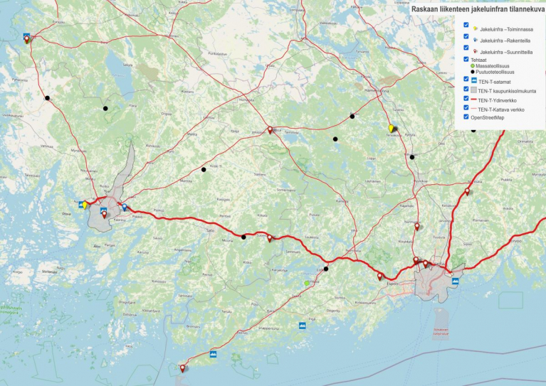 MESI-hankkeen jakeluinfrakartta