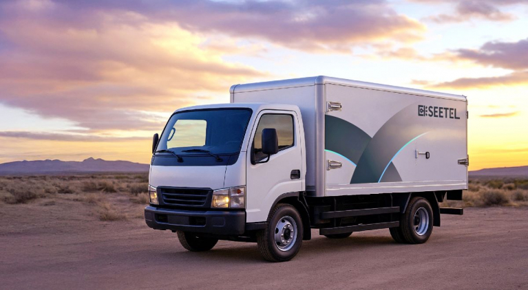 An illustration of SEETEL New Energy’s mobile charging subscription service for urban EVs