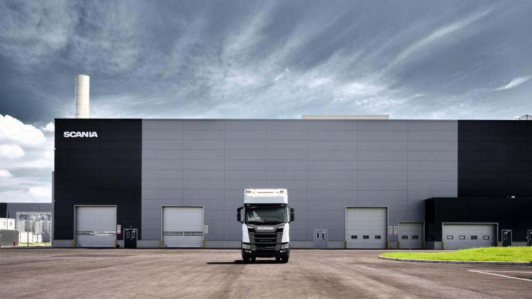 Scania truck outside industrial hub rugao china