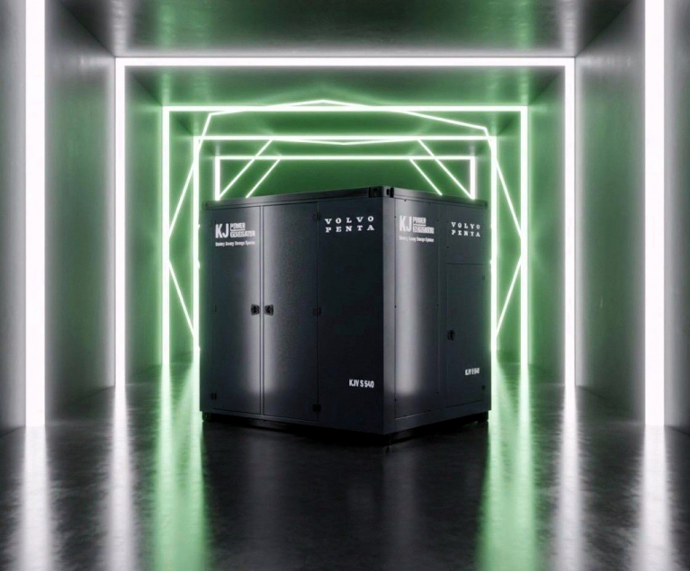 KJ Power Generator's Battery Energy Storage System is powered by Volvo Penta battery systems.