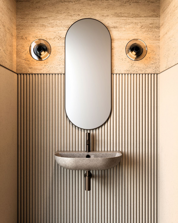 Woodion seinäkiinnitteinen pesuallas sävyssä Earth