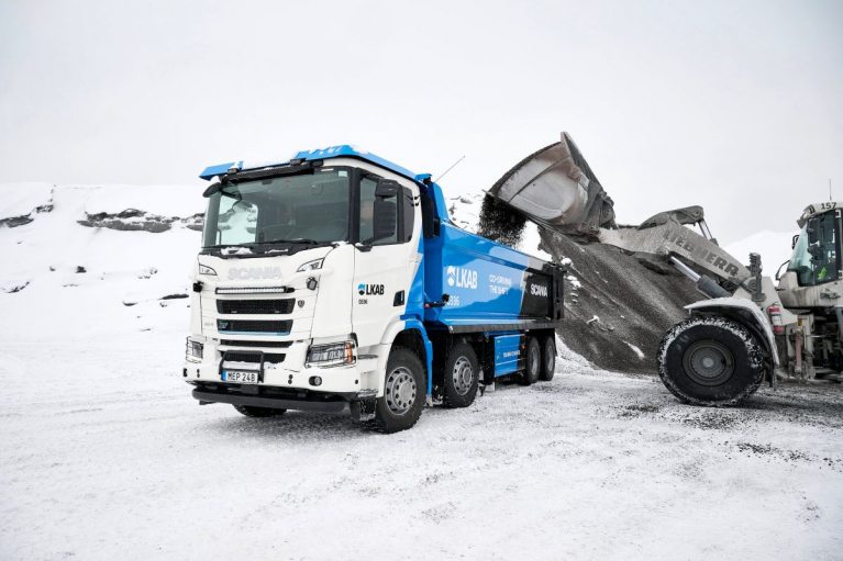 Scania first electric 8x4 heavy tipper truck