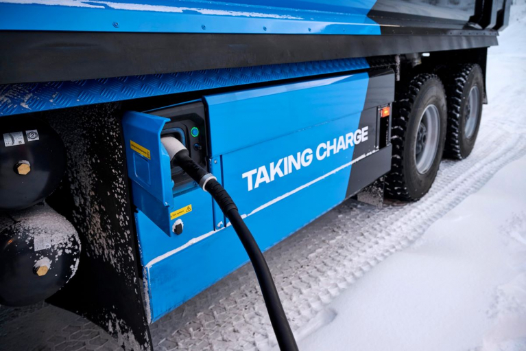 Scania first electric 8x4 heavy tipper truck