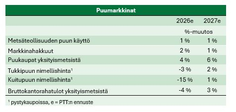 ennuste puumarkkinoista