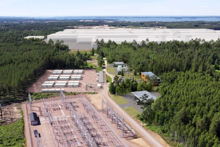 Illustration of Volvo Group’s planned energy park and battery cell production site in Mariestad, Sweden